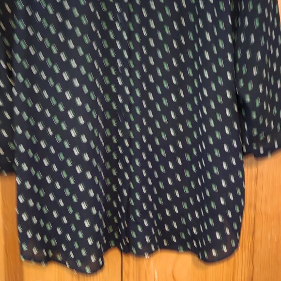 Cabi Style # 5019 Blouse Top Small Navy Blue Green 3/4 Sleeve Martini - Picture 5 of 13
